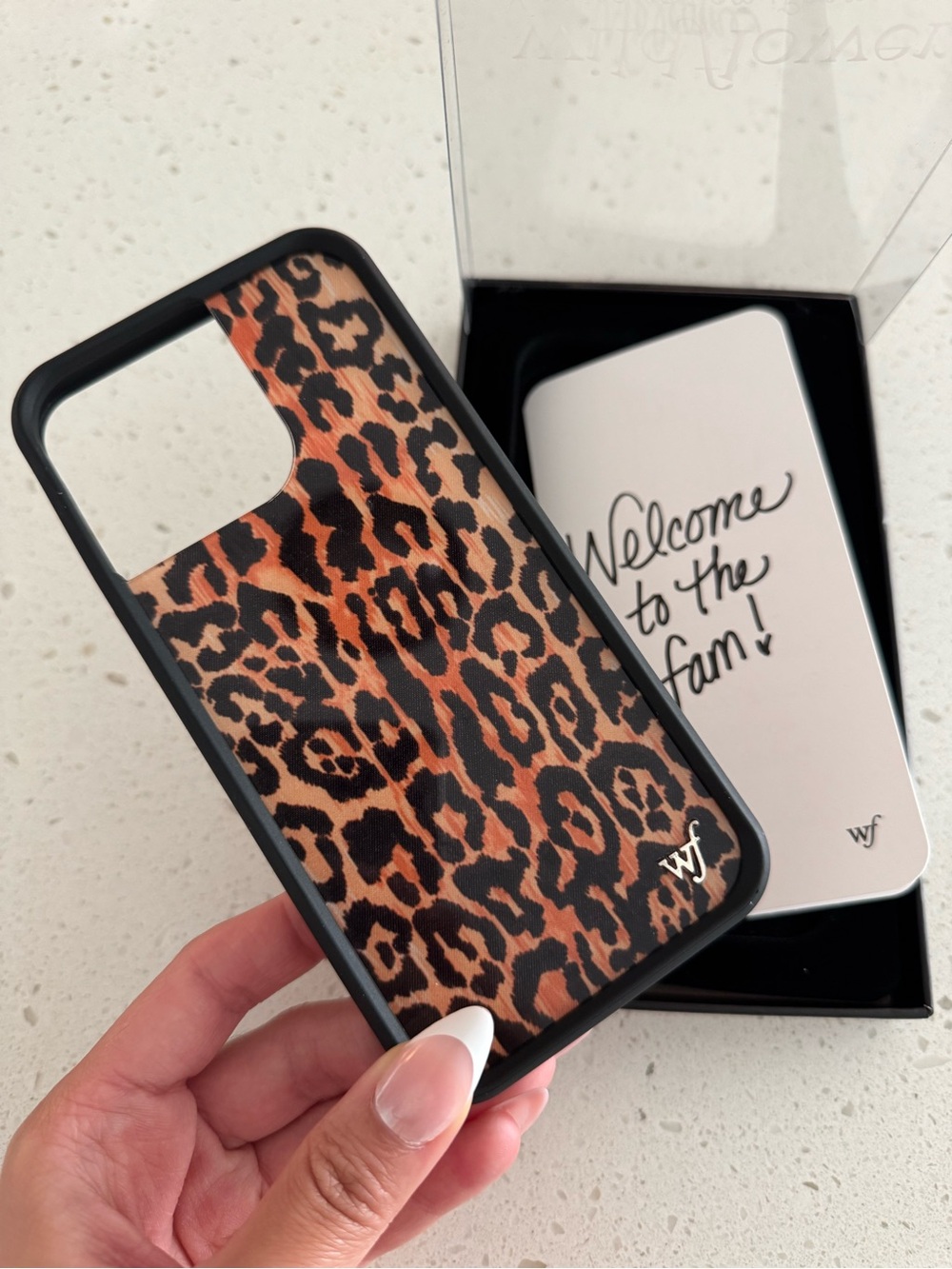 Wander Leopard Print Phone Case - Black Trim with Brown Spots